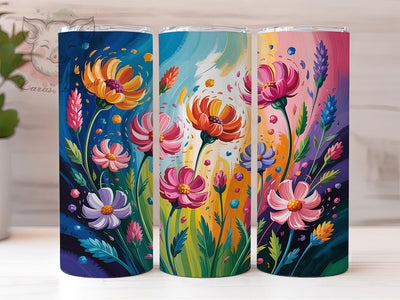 Rainbow Flower Field Tumbler Wrap, Rainbow Floral, Colorful Design, Nature Theme, Vibrant Style, Tumbler Wrap, Sublimation Design Sublimation Lara' s Designs 