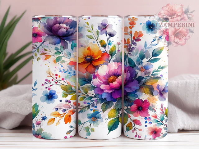 Rainbow Flowers Tumbler, Flower Lover Wrap, Colorful Floral Design, Sublimation 20oz Tumbler, Spring Drinkware, Floral Tumbler Art, Vibrant Flower Gift Sublimation Li Zamperini 