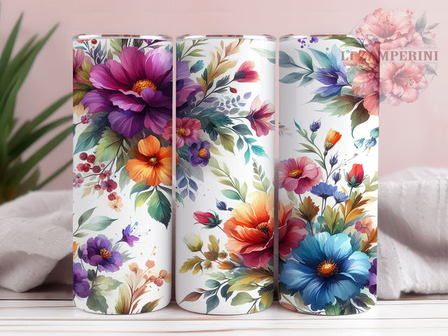 Rainbow Flowers Tumbler, Flower Lover Wrap, Colorful Floral Design, Sublimation 20oz Tumbler, Spring Drinkware, Floral Tumbler Art, Vibrant Flower Gift Sublimation Li Zamperini 