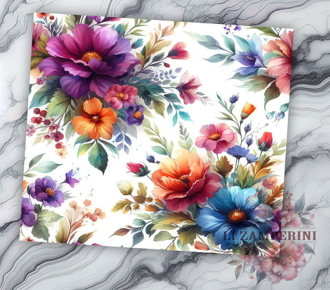 Rainbow Flowers Tumbler, Flower Lover Wrap, Colorful Floral Design, Sublimation 20oz Tumbler, Spring Drinkware, Floral Tumbler Art, Vibrant Flower Gift Sublimation Li Zamperini 