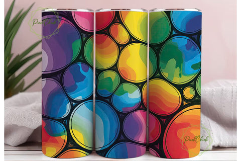 Rainbow Fluid Art 20oz Tumbler Wrap Sublimation PixelChick 