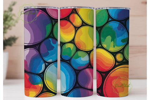 Rainbow Fluid Art 20oz Tumbler Wrap Sublimation PixelChick 