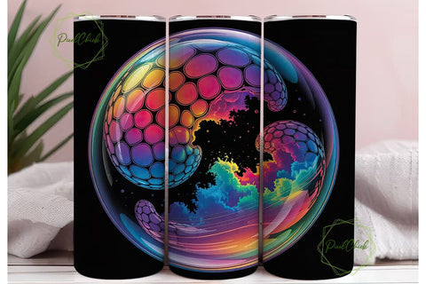 Rainbow Fluid Art 20oz Tumbler Wrap Sublimation PixelChick 