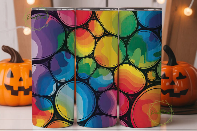Rainbow Fluid Art 20oz Tumbler Wrap Sublimation PixelChick 