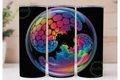 Rainbow Fluid Art 20oz Tumbler Wrap Sublimation PixelChick 