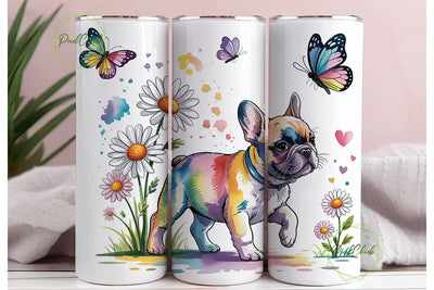 Rainbow French Bulldog Daisy Tumbler Sublimation PixelChick 