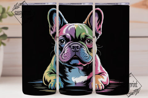 Rainbow Frenchie 20oz Tumbler Wrap Sublimation sassyprint 