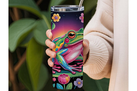 Rainbow Frog 20oz Tumbler Wrap Sublimation DesignSVG 