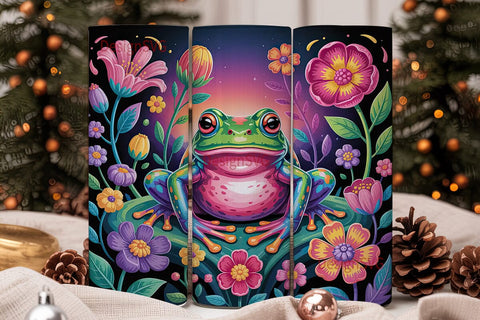 Rainbow Frog 20oz Tumbler Wrap Sublimation DesignSVG 