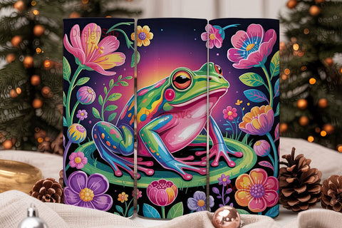 Rainbow Frog 20oz Tumbler Wrap Sublimation DesignSVG 