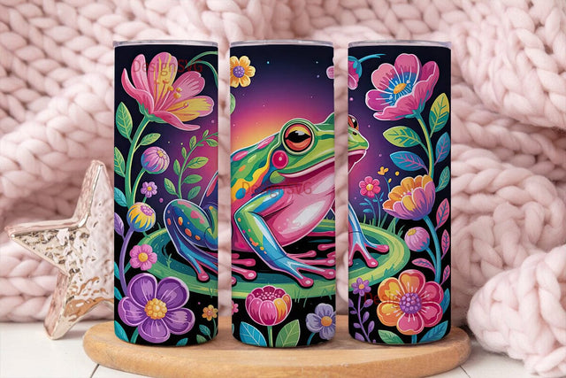 Rainbow Frog 20oz Tumbler Wrap Sublimation DesignSVG 