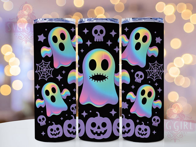 Rainbow Galaxy Ghost Halloween Tumbler, Cute Spooky Cup, Pastel Goth Wrap, 20Oz Sublimation Design, Colorful Halloween Mug, Kawaii Ghost Drinkware, Cosmic Spooky Tumbler Sublimation SvggirlplusArt 