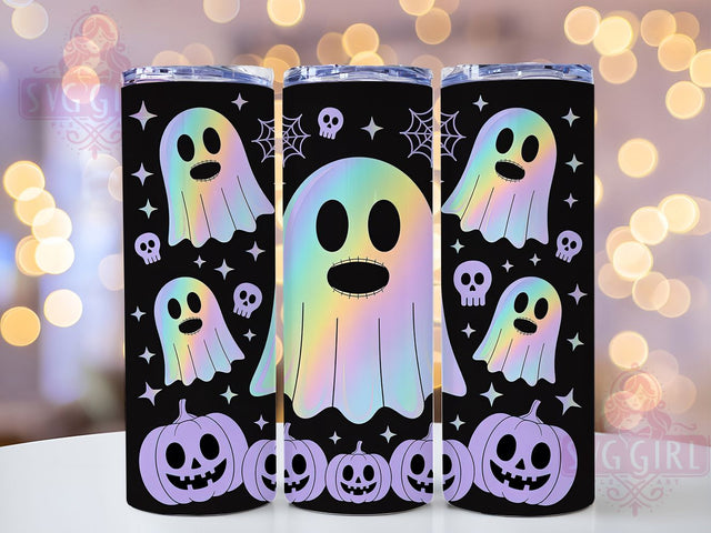 Rainbow Galaxy Ghost Halloween Tumbler, Cute Spooky Cup, Pastel Goth Wrap, 20Oz Sublimation Design, Colorful Halloween Mug, Kawaii Ghost Drinkware, Cosmic Spooky Tumbler Sublimation SvggirlplusArt 