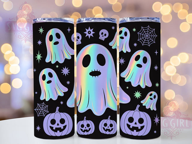 Rainbow Galaxy Ghost Halloween Tumbler, Cute Spooky Cup, Pastel Goth Wrap, 20Oz Sublimation Design, Colorful Halloween Mug, Kawaii Ghost Drinkware, Cosmic Spooky Tumbler Sublimation SvggirlplusArt 
