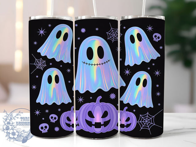 Rainbow Galaxy Ghost Tumbler Wrap, Pastel Goth Wrap, Cute Spooky Cup, Halloween 20Oz Design, Kawaii Ghost Drinkware, Galaxy Halloween Tumbler, Pastel Spooky Mug Design Sublimation ToriDesigns 