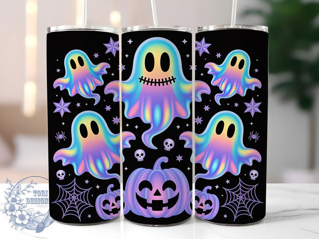 Rainbow Galaxy Ghost Tumbler Wrap, Pastel Goth Wrap, Cute Spooky Cup, Halloween 20Oz Design, Kawaii Ghost Drinkware, Galaxy Halloween Tumbler, Pastel Spooky Mug Design Sublimation ToriDesigns 