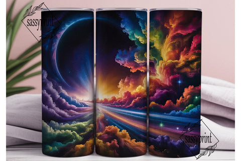 Rainbow Galaxy Space 20oz Tumbler Wrap Sublimation sassyprint 