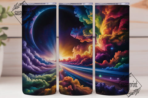 Rainbow Galaxy Space 20oz Tumbler Wrap Sublimation sassyprint 
