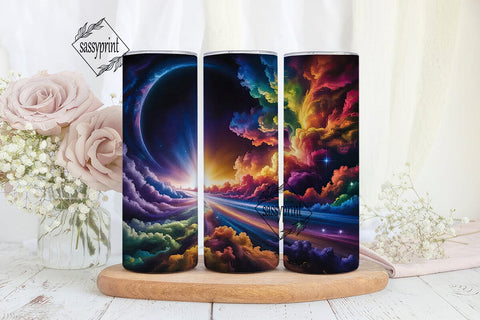 Rainbow Galaxy Space 20oz Tumbler Wrap Sublimation sassyprint 