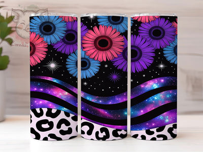 Rainbow Galaxy Sunflower Tumbler, Rainbow Leopard, Cosmic Floral, Bold Tumbler, Colorful Pattern, 20oz Tumbler, Sublimation Design Sublimation Lara' s Designs 