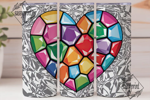 Rainbow Gem Mosaic 20oz Tumbler Wrap Sublimation sassyprint 