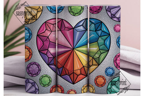 Rainbow Gem Mosaic 20oz Tumbler Wrap Sublimation sassyprint 