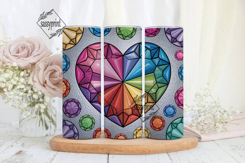 Rainbow Gem Mosaic 20oz Tumbler Wrap Sublimation sassyprint 