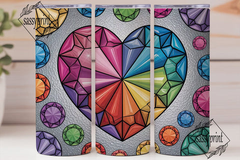 Rainbow Gem Mosaic 20oz Tumbler Wrap Sublimation sassyprint 