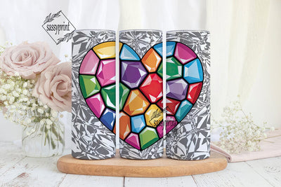 Rainbow Gem Mosaic 20oz Tumbler Wrap Sublimation sassyprint 