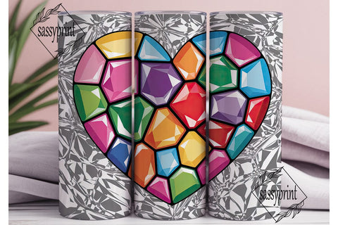 Rainbow Gem Mosaic 20oz Tumbler Wrap Sublimation sassyprint 