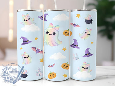 Rainbow Ghost Pattern 20oz Tumbler, Rainbow Ghost Tumbler, Colorful Halloween Mug, Whimsical Ghost Cup, Playful Haunted Drinkware, Bright Spooky Humor, Festive Fall Style, Unique Halloween Pattern Sublimation ToriDesigns 