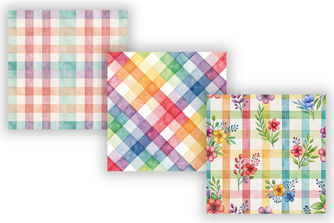 Rainbow Gingham Digital Paper Pack, Seamless Watercolor Pattern Bundle, Printable Scrapbook Paper, Colorful Checkered Design Collection Digital Pattern FloridPrintables 