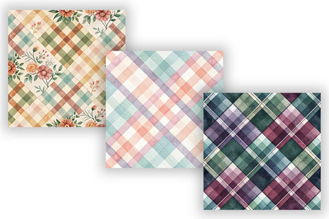 Rainbow Gingham Digital Paper Pack, Seamless Watercolor Pattern Bundle, Printable Scrapbook Paper, Colorful Checkered Design Collection Digital Pattern FloridPrintables 