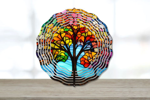 Rainbow Gingko Trees Wind Spinner Sublimation Spinner Design Sublimation Regulrcrative 