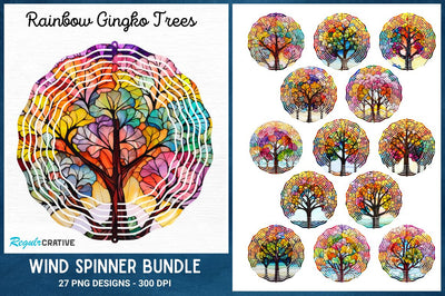 Rainbow Gingko Trees Wind Spinner Sublimation Spinner Design Sublimation Regulrcrative 