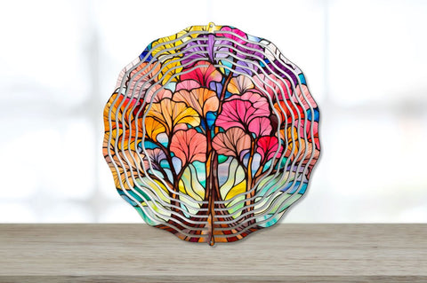 Rainbow Gingko Trees Wind Spinner Sublimation Spinner Design Sublimation Regulrcrative 