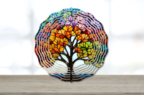 Rainbow Gingko Trees Wind Spinner Sublimation Spinner Design Sublimation Regulrcrative 