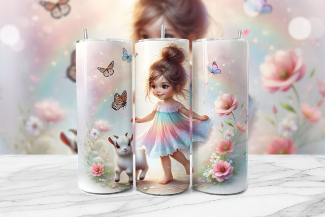 Rainbow Girl Seamless Tumbler Wrap PNG Sublimation BijouBay 