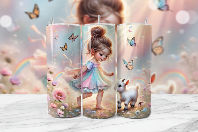 Rainbow Girl Seamless Tumbler Wrap PNG Sublimation BijouBay 
