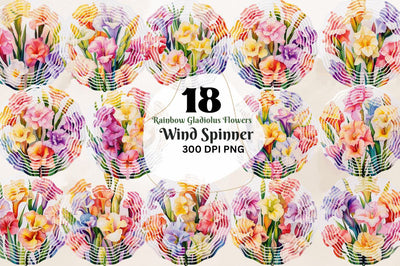 Rainbow Gladiolus Flowers Wind Spinner Sublimation Regulrcrative 