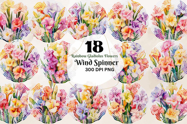 Rainbow Gladiolus Flowers Wind Spinner Sublimation Regulrcrative 