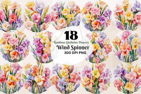 Rainbow Gladiolus Flowers Wind Spinner Sublimation Regulrcrative 
