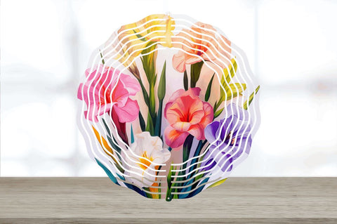 Rainbow Gladiolus Flowers Wind Spinner Sublimation Regulrcrative 