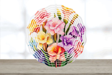 Rainbow Gladiolus Flowers Wind Spinner Sublimation Regulrcrative 