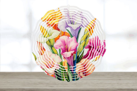 Rainbow Gladiolus Flowers Wind Spinner Sublimation Regulrcrative 