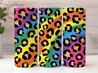 Rainbow Glitter Leopard 20oz Tumbler Wrap, Rainbow Tie-Dye, Leopard Print, Colorful Wrap, Animal Print Design, 20oz Tumbler Wrap, Sublimation PNG Sublimation Lara' s Designs 