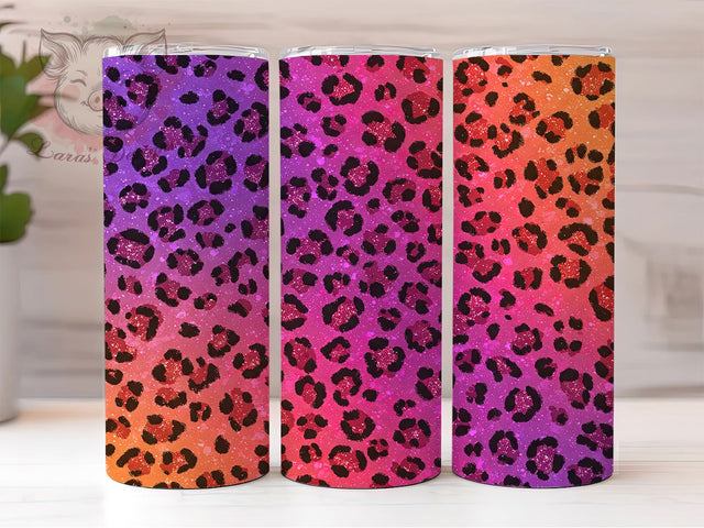 Rainbow Glitter Leopard Print Tumbler, Colorful Animal Print Tumbler, 20oz Tumbler Sublimation, Trendy Sparkle Tumbler, Digital Tumbler Wrap, Glam Tumbler Design Sublimation Lara' s Designs 