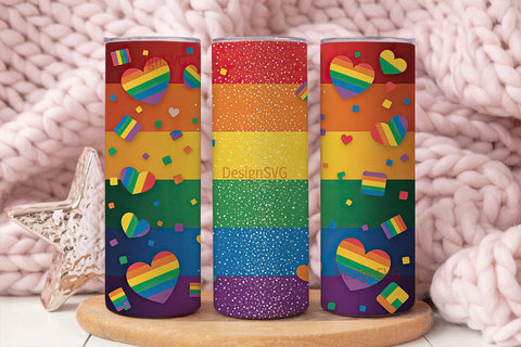 Rainbow Glitter Pride 20oz Tumbler Wrap Sublimation DesignSVG 