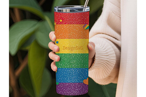 Rainbow Glitter Pride 20oz Tumbler Wrap Sublimation DesignSVG 