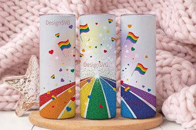 Rainbow Glitter Pride 20oz Tumbler Wrap Sublimation DesignSVG 